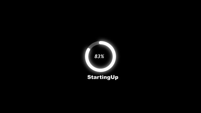 Circle loading bar icon animation. White color loading, load, process, processing bar animation. Futuristic loading circle ring with 0-100 percent. Keywords. loading .load. process.bar.
