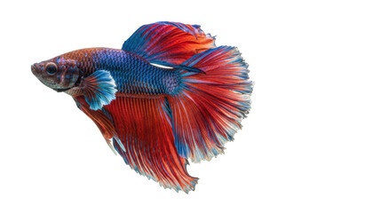 Fototapeta premium Vibrant Betta: A close-up shot of a radiant Siamese fighting fish, its mesmerizing fins unfurled to reveal a kaleidoscope of vivid colors. The graceful aquatic creature.