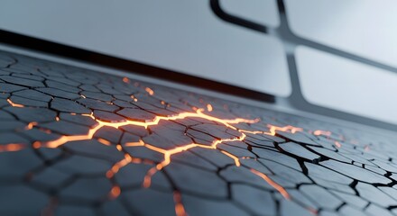 Obraz premium Futuristic Dark Hexagonal Tiles with Molten Orange Light
