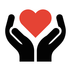 Obraz premium Vector depicting two black hands gently holding a red heart symbolizing care and compassion