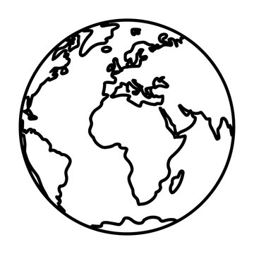 Vector of the earth showing continents and oceans in simple lines