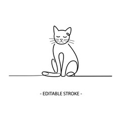 Vector of a relaxed and content cat sitting with its eyes closed © Rohi