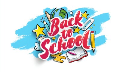 Fototapeta premium Colorful Back to School Graphic With Bright Colors and Fun Shapes