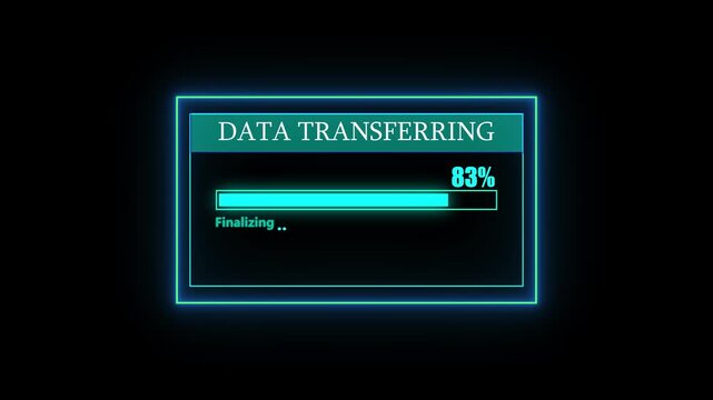 Futuristic digital loading bar and data transfer advances with glowing binary code background. Technology digital data transfer concept.4k animetion video.