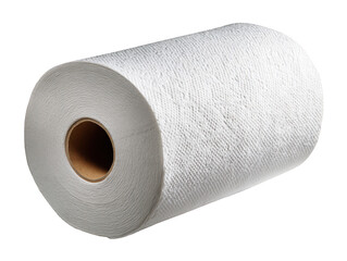 Fototapeta premium A roll of white paper towels isolated on transparent background