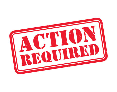 A bold red stamp proclaiming action required is prominently displayed against a stark white background a striking silhouette high quality professional detailed modern