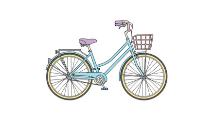 Fototapeta premium Teal bicycle with pink basket.