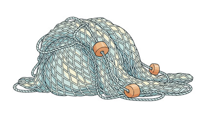 Fishing net with orange floats tangled. © Derry