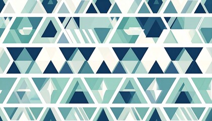 Fototapeta premium Blue Mint Geometric Seamless Mosaic Pattern