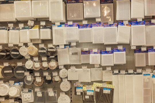 Store Display of Ventilation Grilles and Air Vent Covers, Belarus, Minsk 30.03.2026