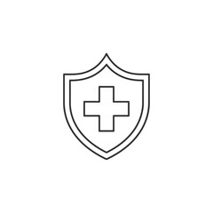 Obraz premium Medical shield protection vector illustration with cross symbol