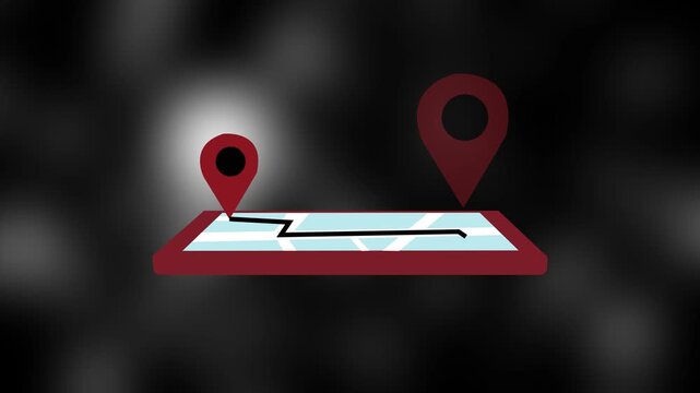 Phone with Navigation Map and Location Pins. GPS Tracking Concept Animation Video - Transparent
