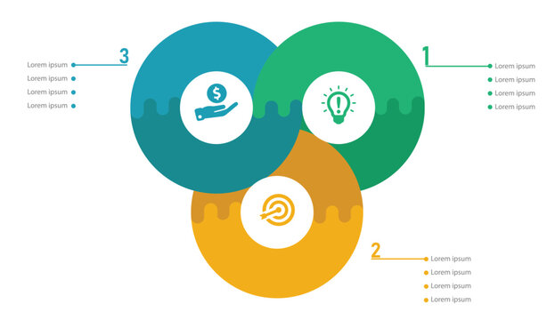 3 Step Modern colorful circular infographic design with three steps workflow presentation template