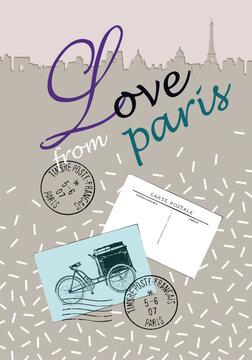 Cartes postales en illustration de Paris Love from Paris
