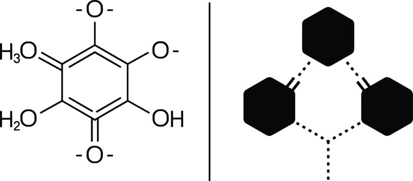 Chemical Molecular Structure and Hexagonal Bond Diagram Vector Representing Organic Chemistry Scientific Research Laboratory Analysis Biochemistry and Educational Science Concepts