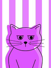 Kot na różowym tle w paski © PaulinaGrush