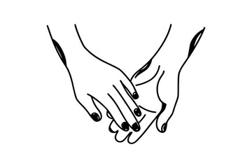 Obraz premium Loving Couple Hands Silhouette – Romantic Gesture Vector Illustration