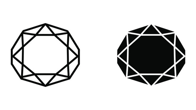 Geometric star polygon and filled star polygon with contrasting colors