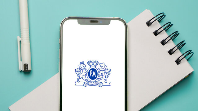 Philip Morris International logo displayed on a smartphone screen &ndash; Delhi, India &ndash; June 04, 2025