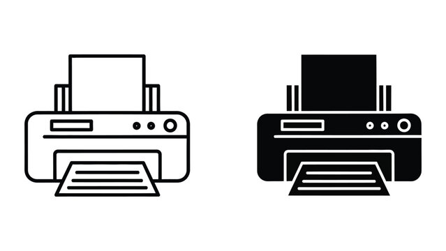 Comparison between a monochrome and a color printer icon design