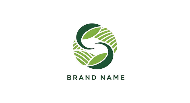An abstract logo featuring two intertwined green leaf shapes symbolizing sustainability.