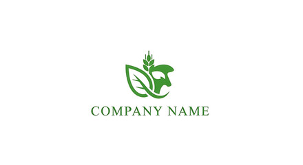 Fototapeta premium A symbolic farm logo with a leaf, wheat, and goat.