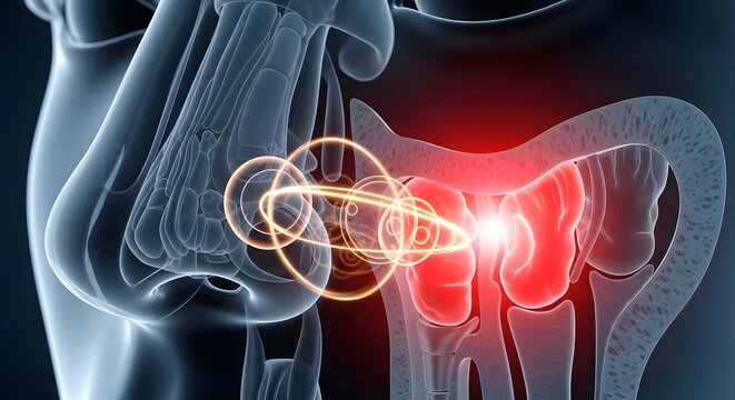 Sinusitis and nasal cavity inflammation diagnosis. Medical 3D scan of paranasal sinuses. Internal view of human nose showing red inflamed areas and respiratory blockage