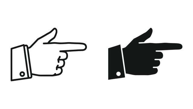 Contrasting hand gestures pointing in opposite directions with suit and glove styles