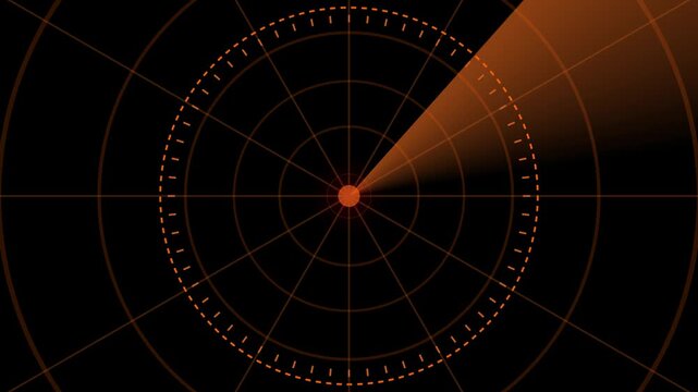 Radar screen loop with scanning beam circular grid.Radar screen loop with scanning beam circular Radar point to detect enemy position