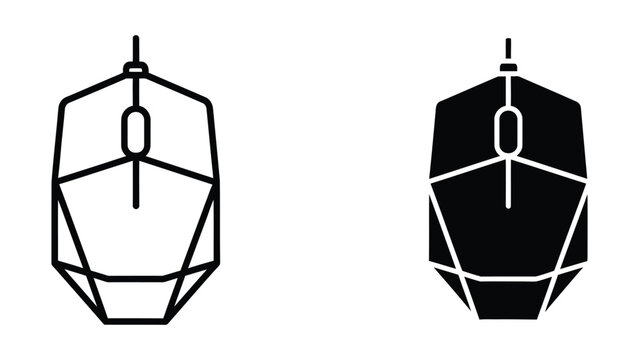 Comparison of a wireframe and solid model of a computer mouse with a vertical scroll wheel