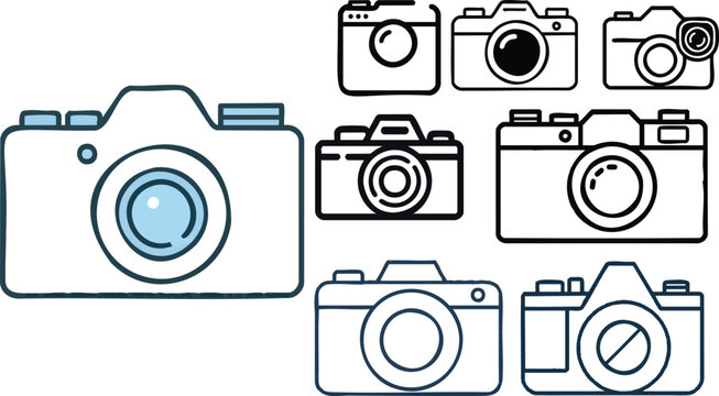 Minimal Camera Outline Icon Illustration with Simple Line Design Depicting Classic Photography Symbol Isolated on a White Background for Minimalist, Photography, and UI Design Projects