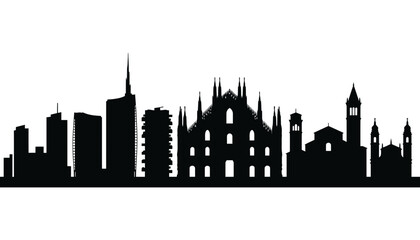 Obraz premium City skyline silhouette illustration with modern and historic buildings