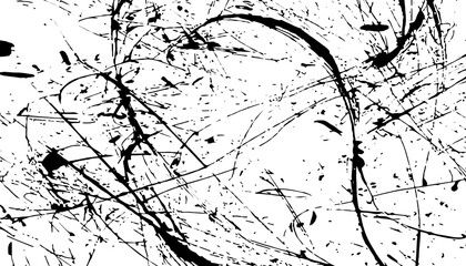 Fototapeta premium A black ink splatter on a white background with messy strokes