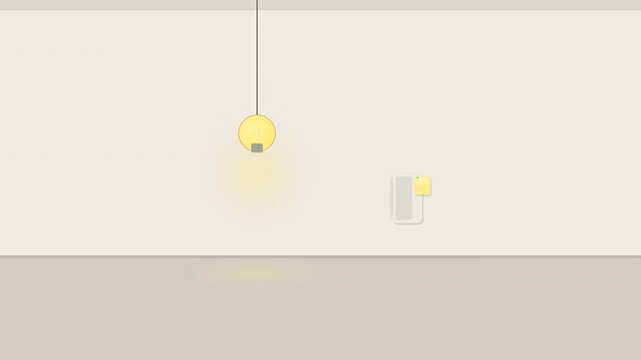 light switch off animation, save electricity concept, smart home lighting motion