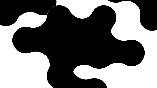 Abstract cow print pattern background, black and white organic liquid shapes, seamless animal skin texture vector illustration