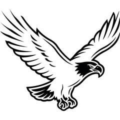 Fototapeta premium Minimalist eagle with sharp details, elegant gold and black, white, red eagle logo design.