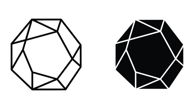 Geometric depiction of a truncated octahedron with contrasting line styles and shading