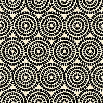 Seamless mosaic tiles geometric pattern with circles