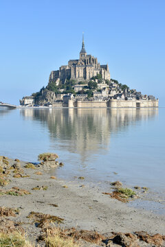 Tidal Island of Mont-Saint-Michel, Normandy, Northern France - Portrait Long Shot