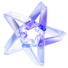 Glass 3d star icon with holographic gradient in outline style. Abstract supernova, stellar explosion, core collapses in space. Geometric burst of star formation, magic light flare