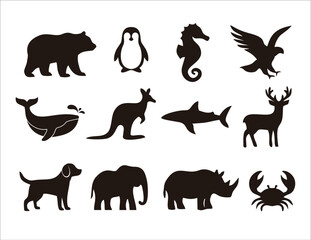 Obraz premium Flat design animals silhouette set 