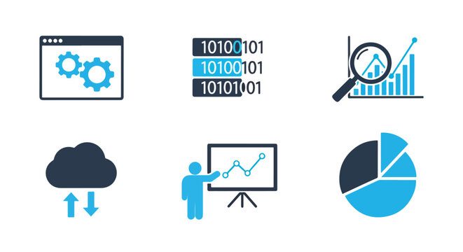 Business analytics and data report icons - Glyph solid icon - Editable modern style icon - Clipart, sticker - icon set - Clipart