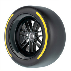 Obraz premium Racing or competition tire, soft Compound type, isolated on a white background, template strategy team