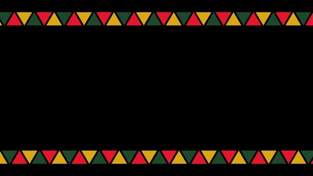 Juneteenth Pan-African Colors Abstract Border Background. Black History Month Celebration Frame.