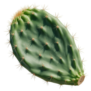 Single green prickly pear cactus pad