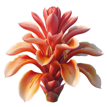 Exotic tropical ginger flower with vibrant red and orange petals