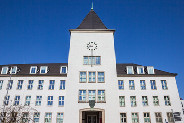 White tower of the historic town hall in Moers, Germany © venemama