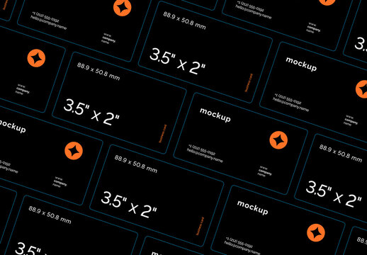 Horizontal Business Card Mockup with Black Editable Background
