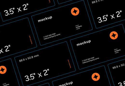 Horizontal Business Card Mockup with Black Editable Background
