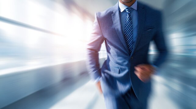 business man results driven with blured businessbackground and natural sunlight